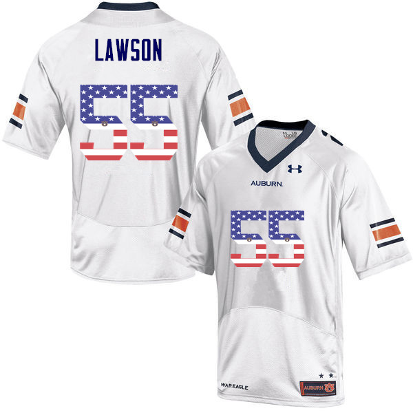 Auburn Tigers Men's Carl Lawson #55 White Under Armour Stitched College USA Flag Fashion NCAA Authentic Football Jersey RES1174LH